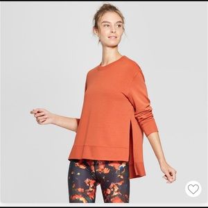 🍑WOMENS CREW NECK FLEECE SWEATSHIRT 🍑 ORANGE 🍊